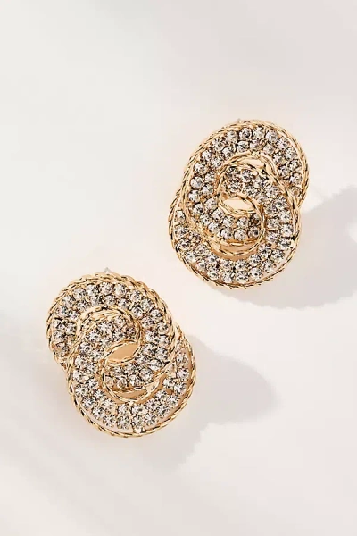 By Anthropologie Linked Circular Crystal Earrings In Gold