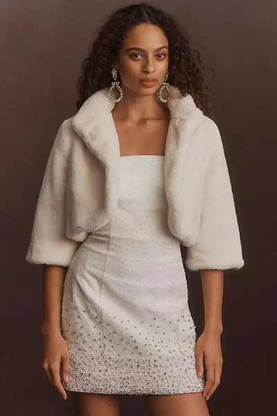 Laundry By Shelli Segal Faux Fur Bolero In White