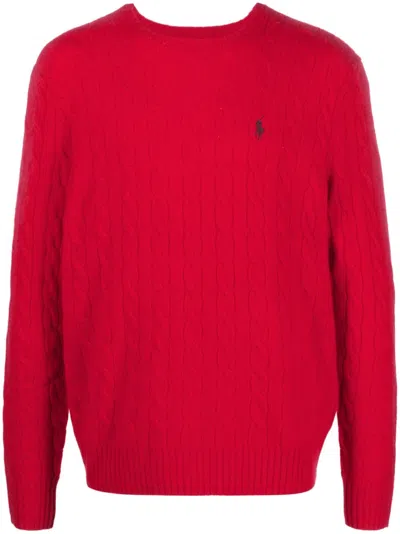 Polo Ralph Lauren Cable-knit Wool-cashmere Jumper In Red