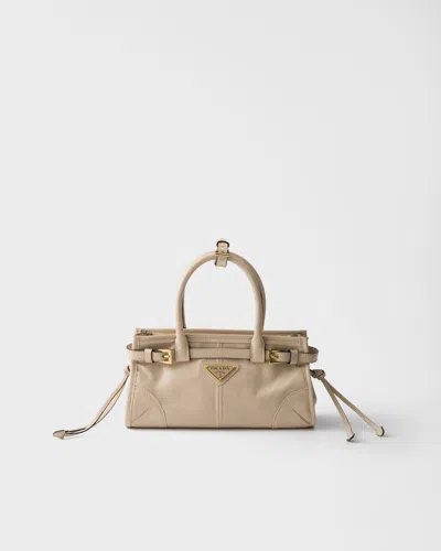 Prada Bonnie Leather Mini Handbag In Brown