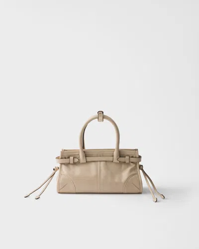 Prada Bonnie Leather Mini Handbag In Brown