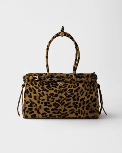 Prada Bonnie Large Printed Leather Handbag In Animal Print