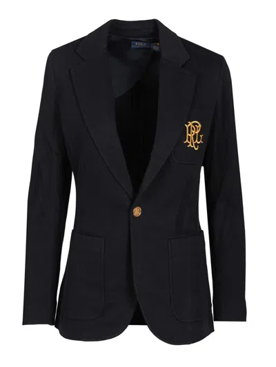 Polo Ralph Lauren Blue Jacquard Blazer Jackets Blue In Black