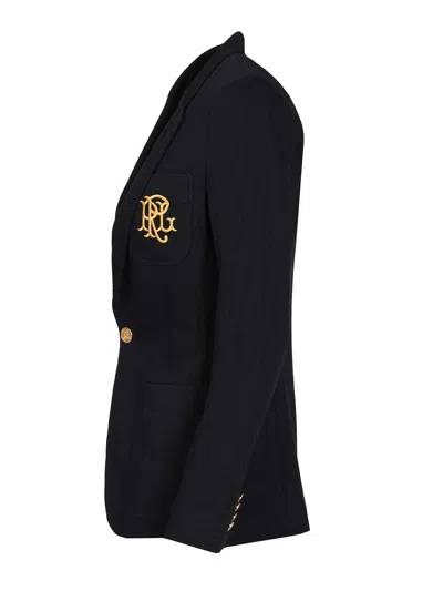 Polo Ralph Lauren Blue Jacquard Blazer Jackets Blue In Black