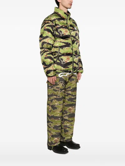 Icecream Tiger Stripe Puffer Jacket In Green