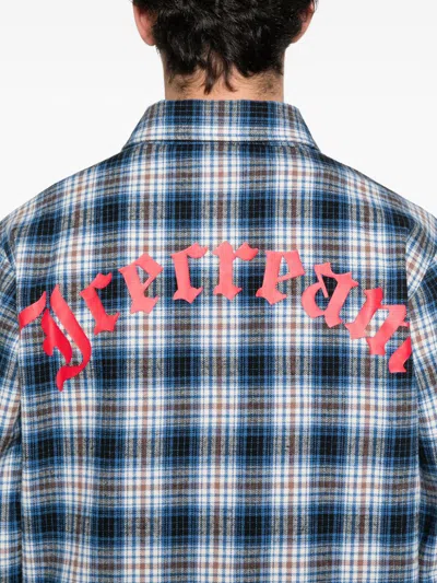Icecream Check-pattern Logo-embroidered Shirt In Blue