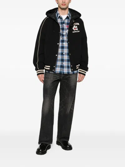 Icecream Cotton Hooded Bomber Jacket In Black