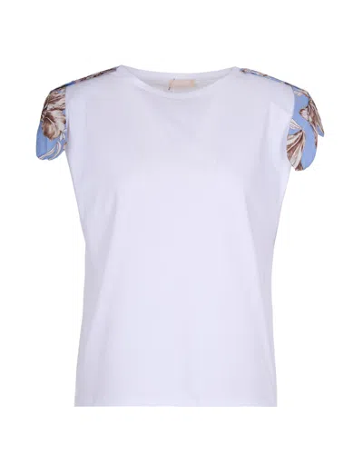 Liu •jo T-shirt Bianca Con Inserti Floreali In White