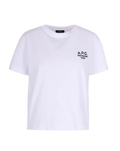 Apc T-shirt Boxy Rue Madame Paris White/dark Navy In White
