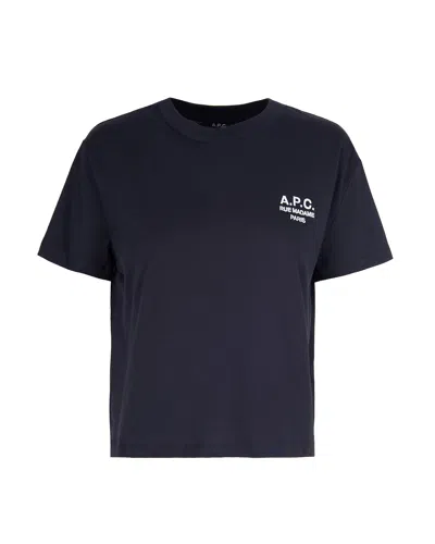 Apc T-shirt Boxy Rue Madame Paris Dark Navy/ecru In Blue