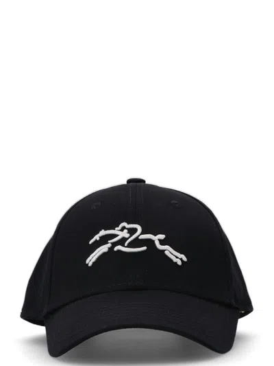 Longchamp Black Signature Logo Baseball Hat In Black