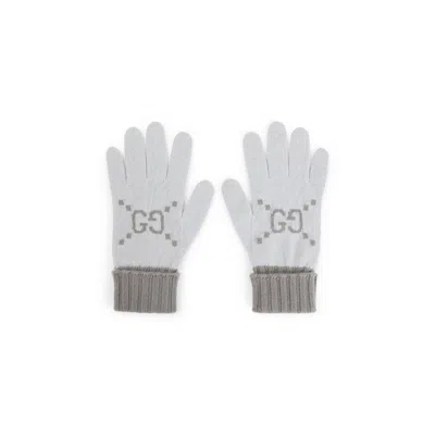 Gucci Light Grey Logo Gloves In White