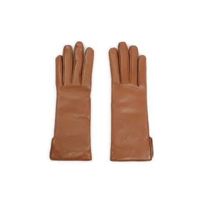 Gucci Long Smooth Leather Gloves For All Seasons In Brown