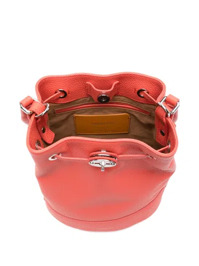 Zanellato Daily Small Leather Bucket Shoulder Bag In Red