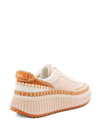 Chloé Low Top Sneakers Featuring Contrast Stitching And Textured Sole In Multi