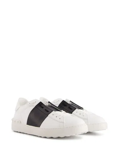 Valentino Garavani Open Leather Sneakers With Contrast Band And Stud Details Shoes In White