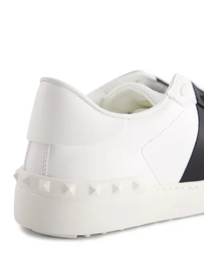 Valentino Garavani Open Leather Sneakers With Contrast Band And Stud Details Shoes In White