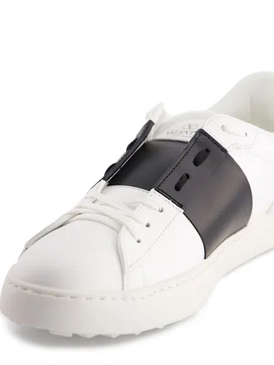 Valentino Garavani Open Leather Sneakers With Contrast Band And Stud Details Shoes In White