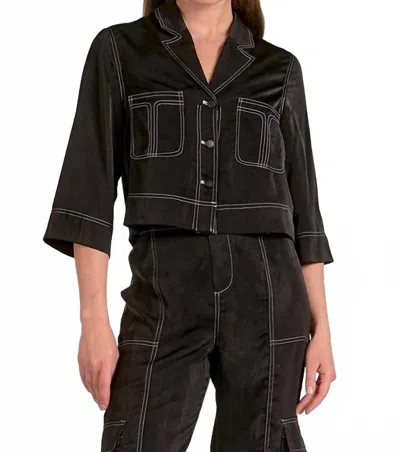 Elan Suzie Shirt Top In Black In Black