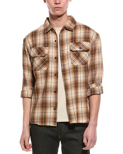 American Stitch Plaid Shirt In Brown