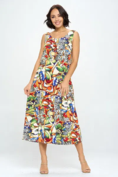 Truedames Bns Print Long Tank Dress In Multi