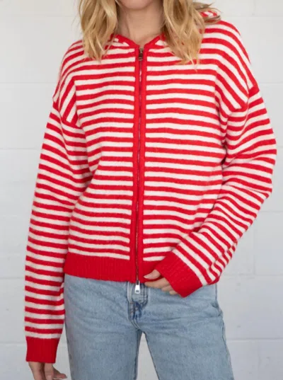By Together Cooper Zip Up Sweater In Red In Red