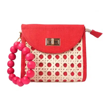 Soli & Sun Women's Woven Rattan Purse In Red In Red