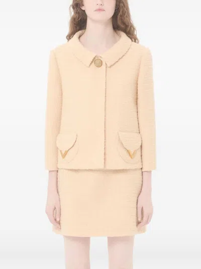Valentino Garavani Vlogo Signature Wool Jacket In Neutral