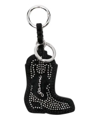 Ganni Western Boot Keyring In Black