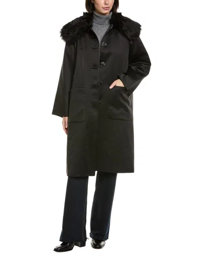 Cynthia Rowley Satin Coat In Black