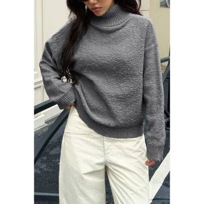 Truedames Soft Knit Roll Neck Long Sleeves Sweater In Brown