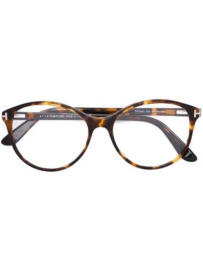 Shop Tom Ford Eyewear Round Frame Glasses - Brown