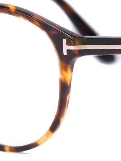 Shop Tom Ford Eyewear Round Frame Glasses - Brown