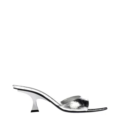 Attico Leather Flat Women's Sandals In Gray