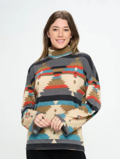 Truedames Mir Wide Sleeve Mock Nk Top In Multi