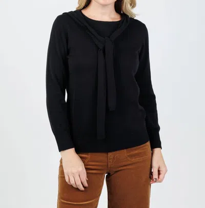 Hinson Wu Sloane 3/4 Sleeve Tie Shoulder Sweater In Black In Black