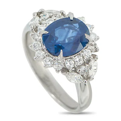 Lb Exclusive Platinum 0.70ct Diamond And Sapphire Ring Mf23-110525 In Silver