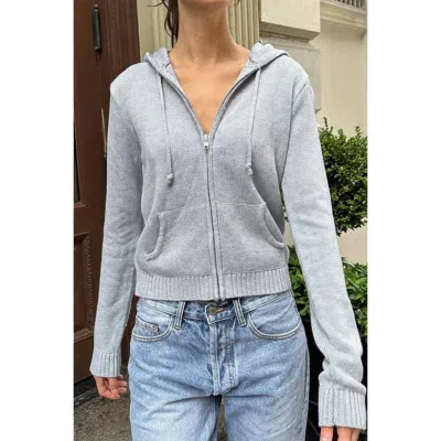 Truedames Solid Ribbed Knit Zipper Pockets Hoodie In Animal Print