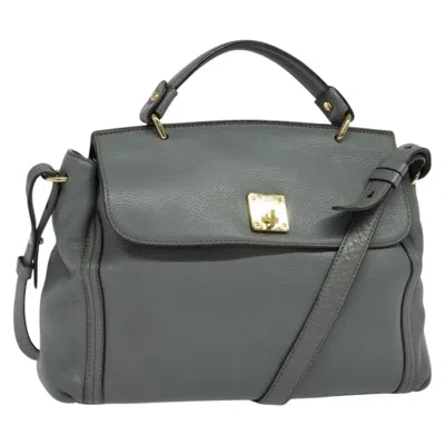 Pre-owned Mcm Vintage Handbag Leather Leather Handbag () In Gray