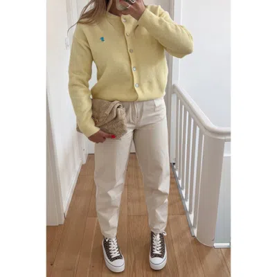 Truedames Solid Button Up Knit Long Sleeves Sweater In Yellow