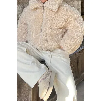 Truedames Solid Fleece Cropped Cozy Fuzzy Fur Jacket In Brown