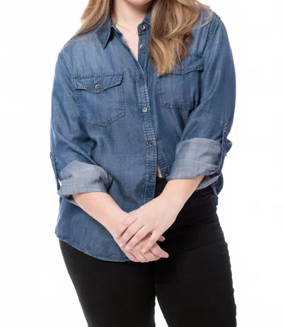 Modern Haze Go With It Chambray Shirt - Plus In Blue In Blue