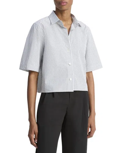 Vince Cropped Check Shirt In Multi