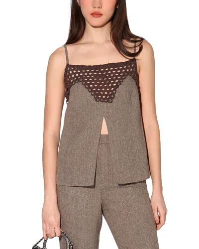 Walter Baker Sabine Mixed Media Camisole In Brown