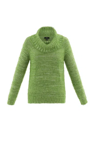 Marble Women's Cowl Neck Cozy Sweater In Green In Green