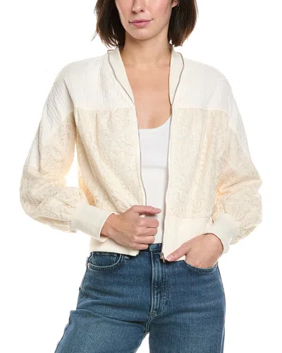 Gracia Lace Print Linen-blend Jacket In Neutral