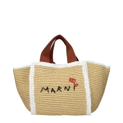 Marni Beige Raffia Handbag In Neutral