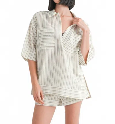 Emory Park Campbell Stripe Oversized Tunic Top In Beige In Neutral