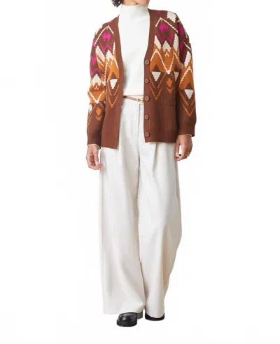 Suncoo Gatsby Button Front Sweater In Brown In Brown