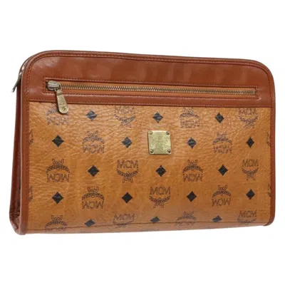 Pre-owned Mcm Visetos Pouch Pvc Canvas Clutche & Pouche Bag () In Brown